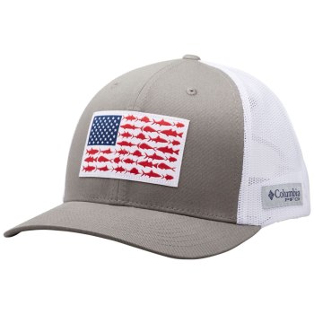 Columbia Petten Heren, PFG Mesh Snap Back Fish Flag Ball Titanium Wit, 90FVUOQYC